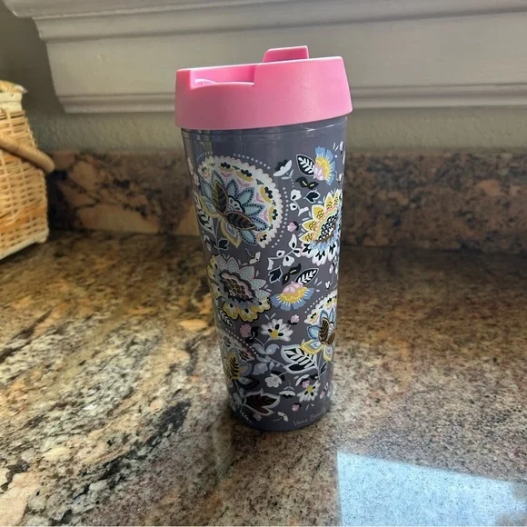 Vera Bradley Floral Pattern Tumbler with Pink Lid - Picture 2 of 6